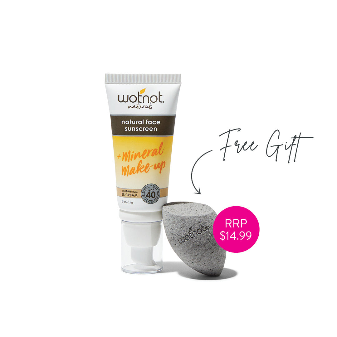 Wotnot Natural Face Sunscreen +Mineral Makeup Light Medium BB Cream SPF 40 60g-Ao Goodness